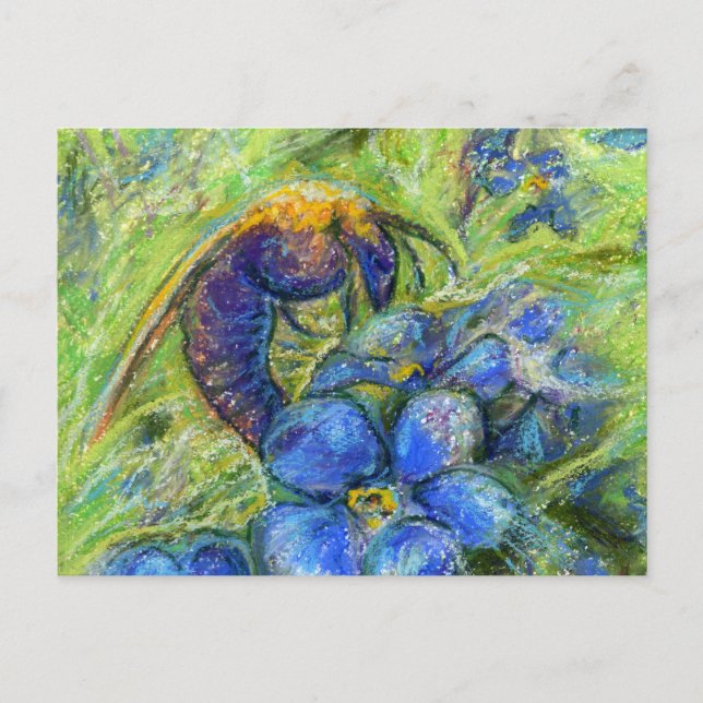 Carte Postale A Bee & Forget-me-not Flowers (Devant)