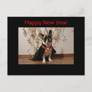 Carte postale à bulldog française "Joyeux New Year