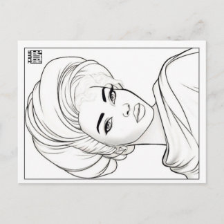 Carte postale à colorier | Femme de tissu