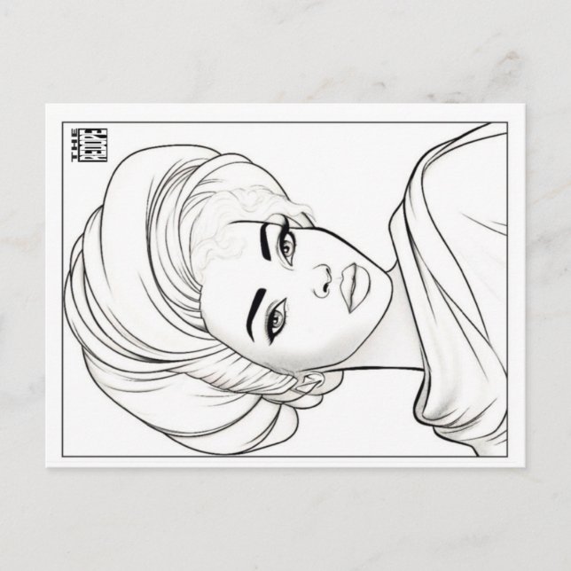 Carte postale à colorier | Femme de tissu (Devant)