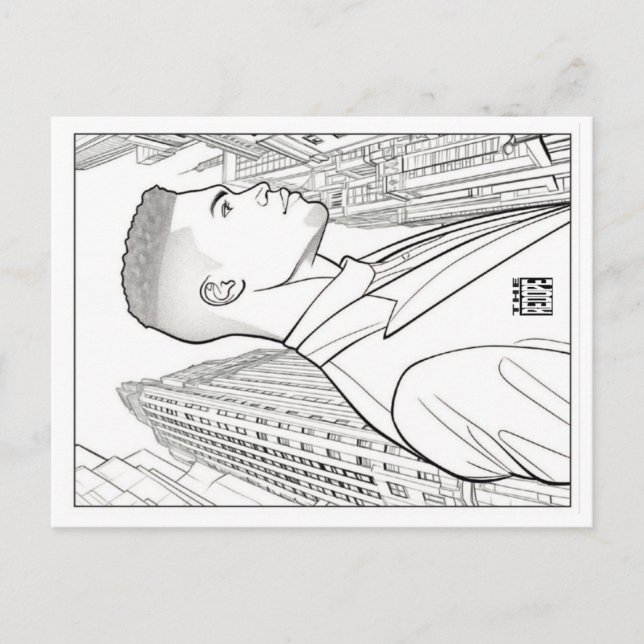 Carte postale à colorier | Patron de Gotham (Devant)