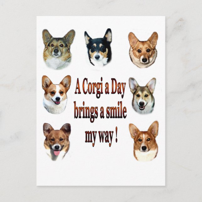 Carte Postale A Corgi a Day Brings a Smile 7 (Devant)
