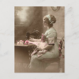 Carte postale à coudre vintage