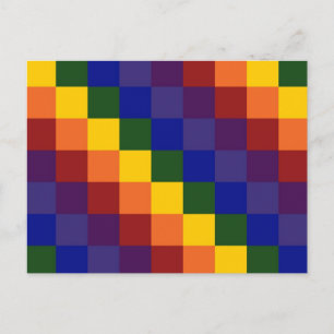Carte Postale à damiers arc-en-ciel