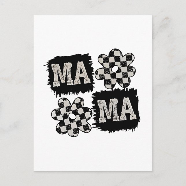 Carte Postale à damiers Maman Fête des mères (Devant)