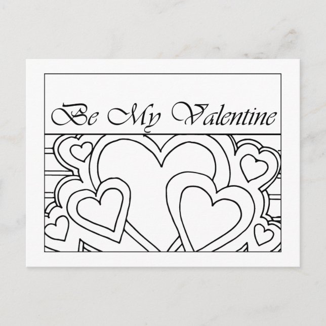 Carte postale à dessin en ligne Be My Valentine (Devant)