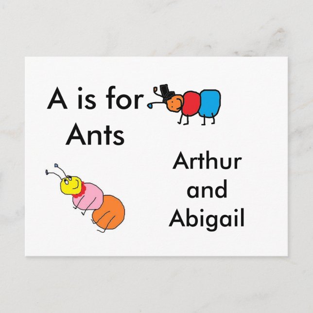 Carte Postale A est pour Ants Postcard (Devant)