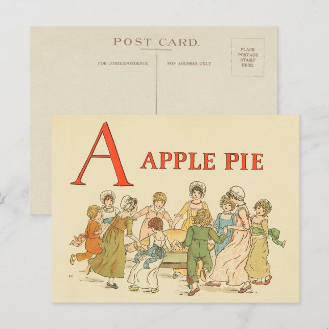 Carte Postale A Est Pour Pomme Pie Vintage Restauré (Devant / Derrière)