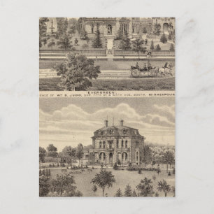 Carte Postale À feuillage persistant et Guilford Place, Minnesot