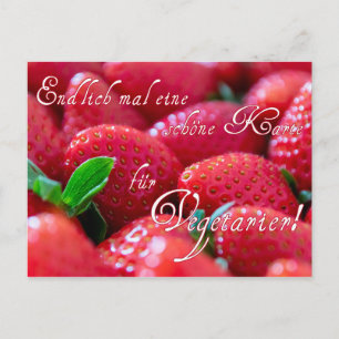 Carte postale à fraises pour végétariens !