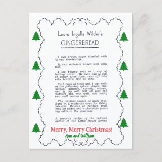 Carte Postale A Gingerbread Christmas Recipe Postcard