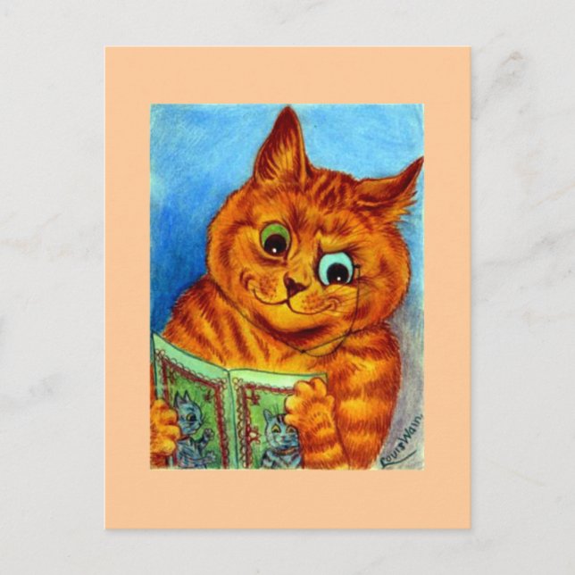 Carte Postale A Good Read, illustré par Louis Wain (Devant)