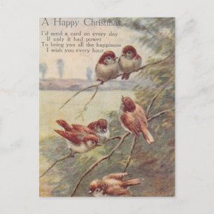 Carte Postale A HAPPY CHRISTMAS   (seven nightingales on branch)