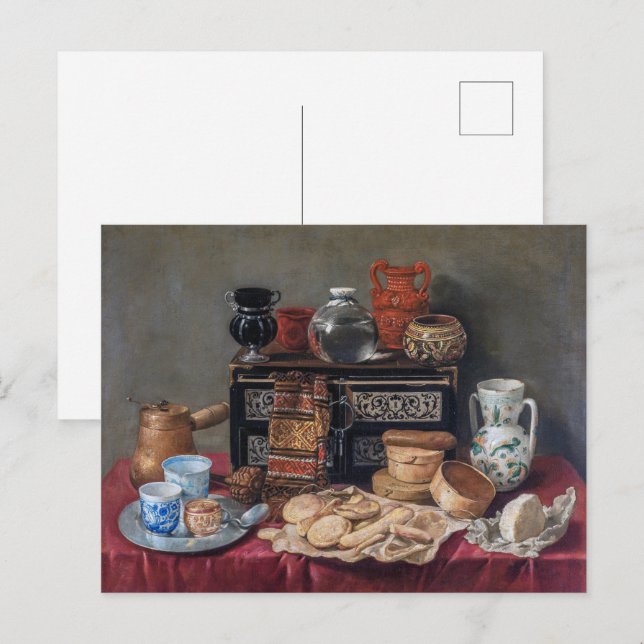 Carte Postale A Kitchen Tableau : Bowl, Cup & Pread Still Life (Devant / Derrière)