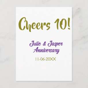 Carte Postale À la 10e anniversaire de mariage en or pourpre !