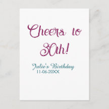 À la 30e anniversaire nom date mauve bleu élégant