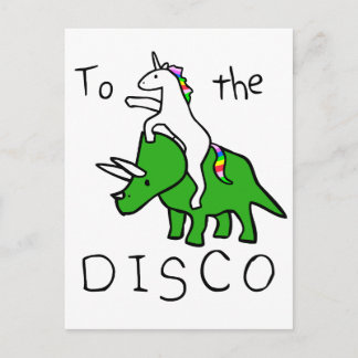 Carte Postale À La Discothèque (Unicorn Riding Triceratops)