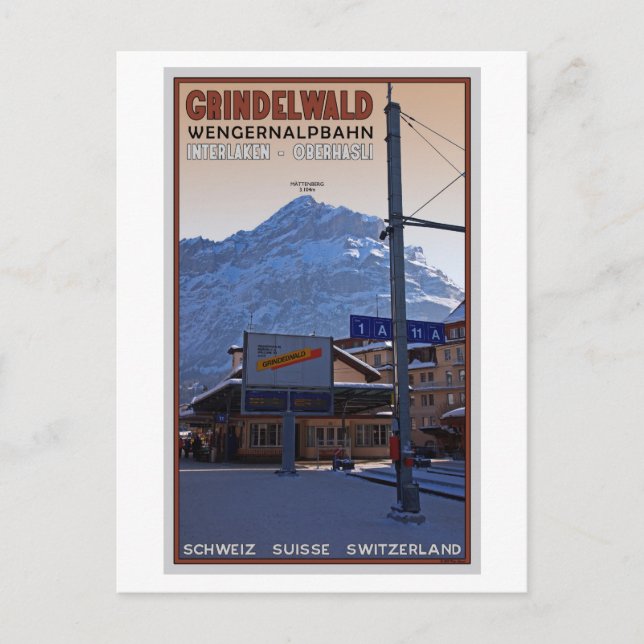 Carte Postale À la gare de Grindelwald (Devant)