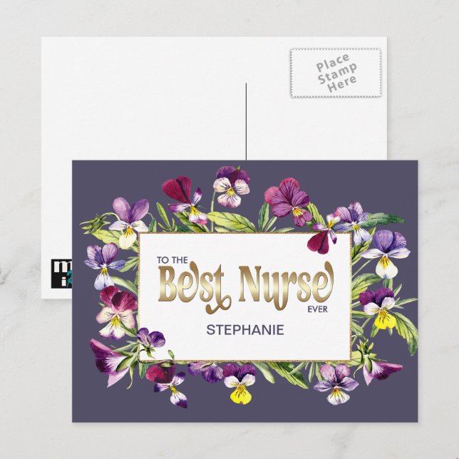 Carte Postale À la meilleure infirmière qui soit. Nom personnali (Devant / Derrière)