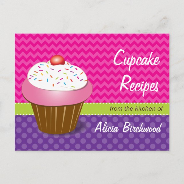 Carte postale à la mode Cupcake Recette (Devant)