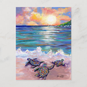 Carte Postale À la plage avec Baby Sea Turtles
