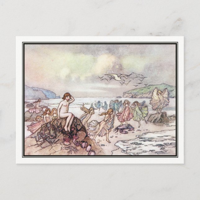 Carte Postale À la recherche de bébés à l'eau par Warwick Goble (Devant)