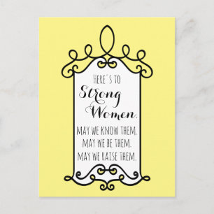 Carte Postale À la santé des femmes fortes Cadre jaune motivatio