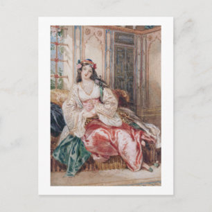 Carte Postale A Lady Seated in Ottoman Interior Wearing Turki