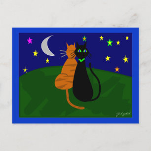 Carte Postale "À l'affût", Cadeaux d'art de chat - Dessiné par l