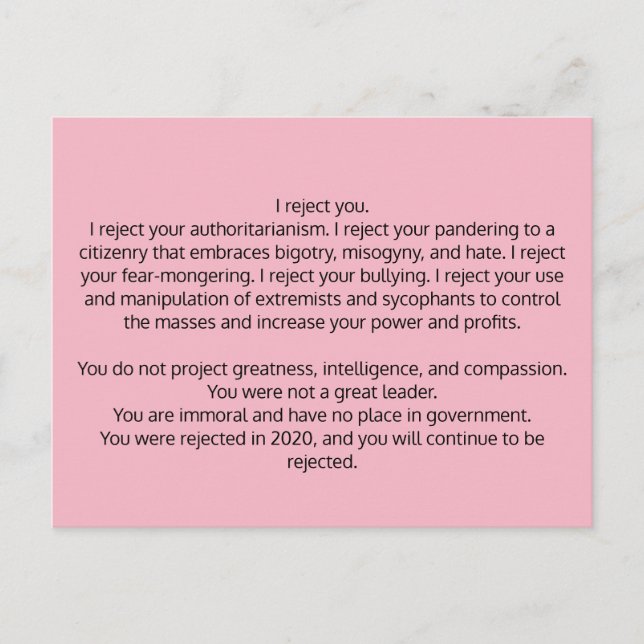 Carte postale à l'ancien président Trump (Devant)