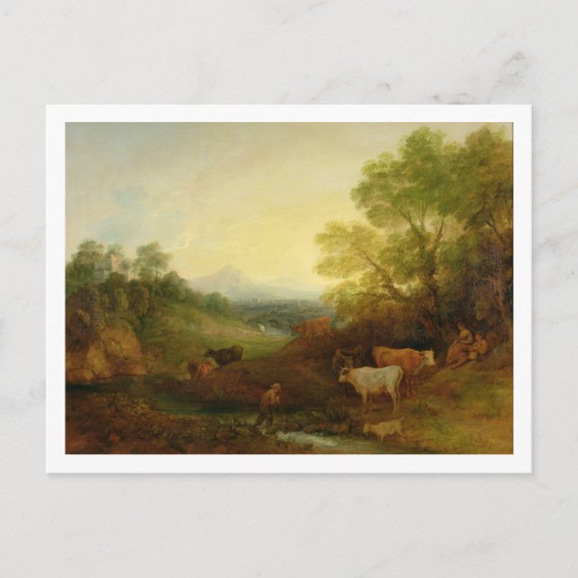 Carte Postale A Landscape with Cattle and Figures by a Stream (Devant)