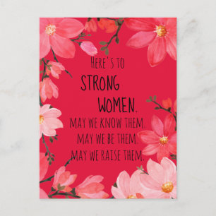 Carte Postale À l'honneur des femmes fortes Fleur rouge cerise