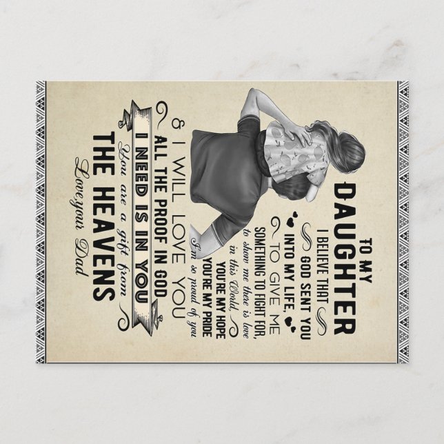 Carte Postale À Ma Fille, Don D'Anniversaire Fille Fille Fille F (Devant)