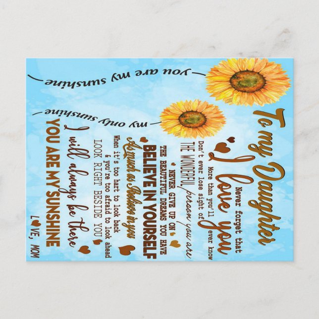 Carte Postale À ma fille | Lettre spéciale à ma fille (Devant)