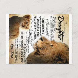 Carte Postale À ma fille Lion Family Cadeau, Fille Anniversaire