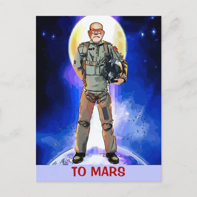 Carte Postale À Mars astronaute Card, modifier le texte, (Devant)