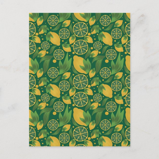 Carte postale à motif de citron vert aquarelle (Devant)