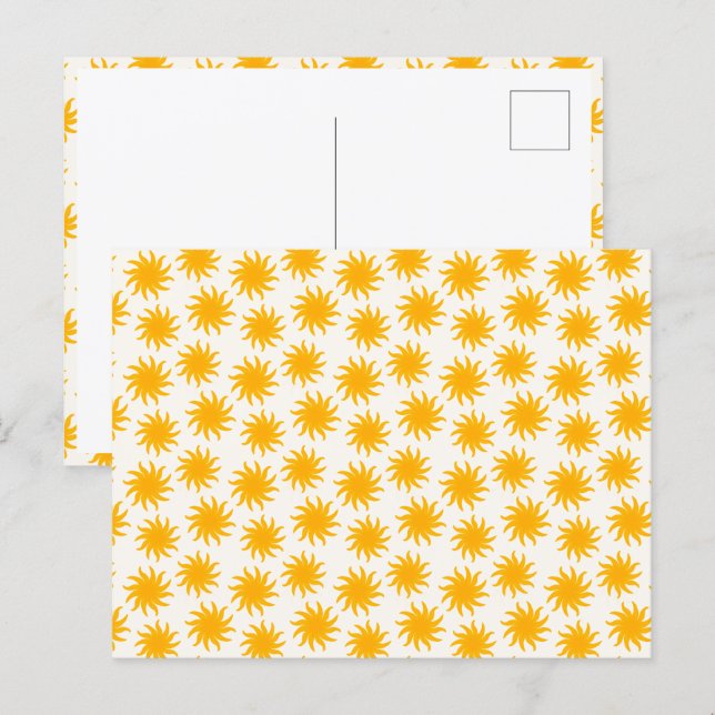 Carte postale à motif de soleil éclaté doré (Devant / Derrière)