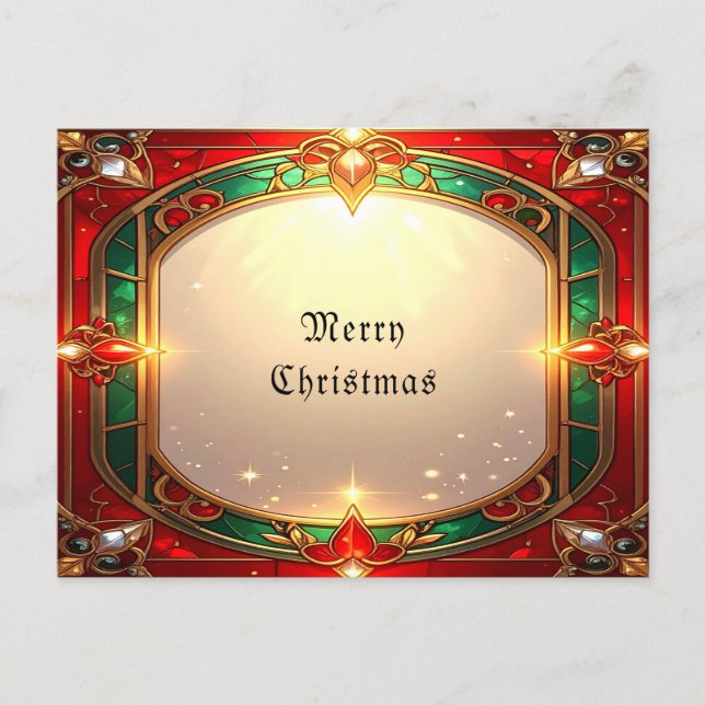 Carte postale à motif de vitrail orné (Devant)