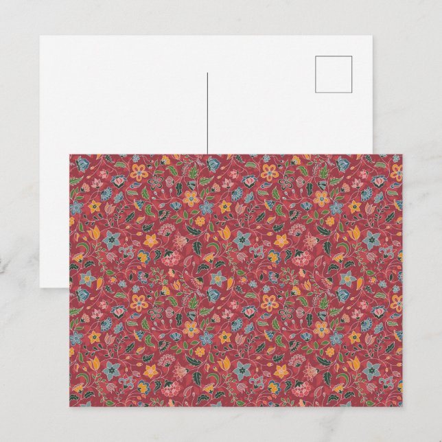 Carte postale à motifs écossais rouges (Devant / Derrière)