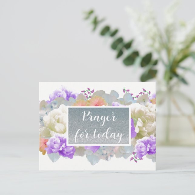 Carte postale à paillettes fausses pour prière d'a (Debout devant)