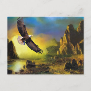 Carte Postale A Patriotic Design with Bald Eagle Flying