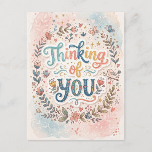 Carte Postale À penser à vous Floral Fantaisiste