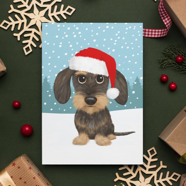 Carte Postale À poils durs Dachshund Holiday mignon chien animal (Créateur téléchargé)