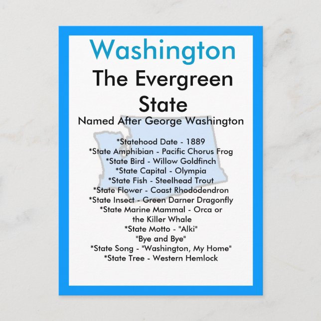 Carte Postale À propos de Washington (Devant)