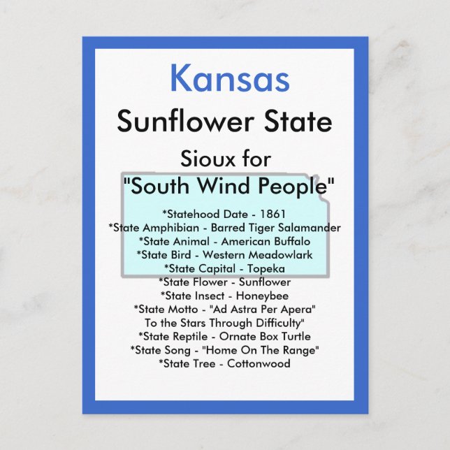 Carte Postale A propos du Kansas (Devant)