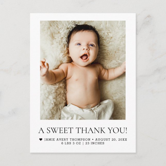 Carte Postale A Sweet Thank You Newborn Baby Photo BIRTH (Devant)
