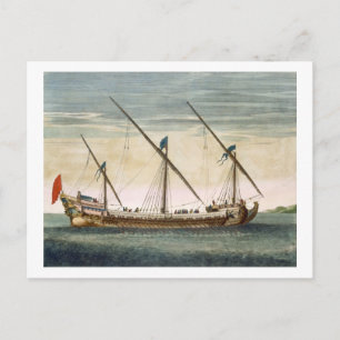 Carte Postale A three-masted galleass under way by oar, from 'le