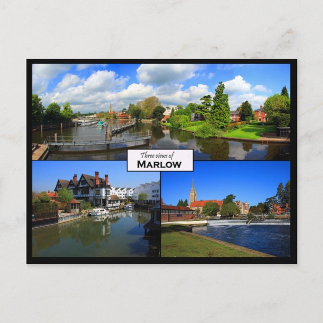 Carte postale à trois vues de Marlow, Buckinghamsh (Devant)