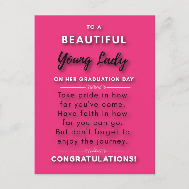 Carte Postale À une belle jeune femme le jour de sa remise de di (Devant)